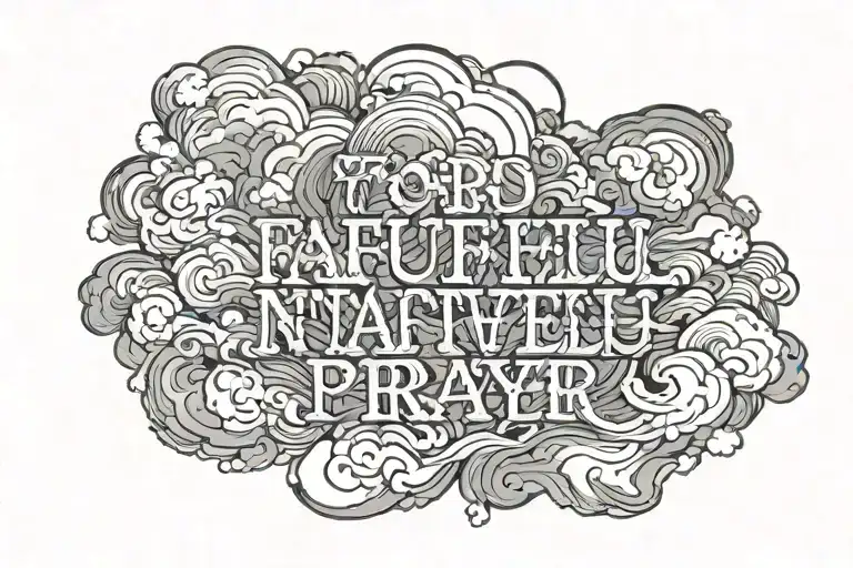 Words Faithful In Prayer Written Inside Clouds