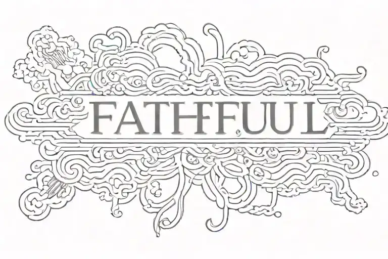 Words Faithful In Prayer Written Inside Clouds