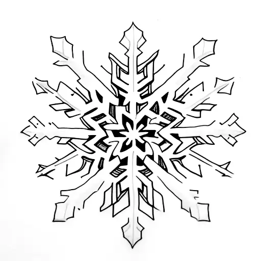 A Minimalist Tattoo Of A Snowflake With The Word 'Intense' Written Within It