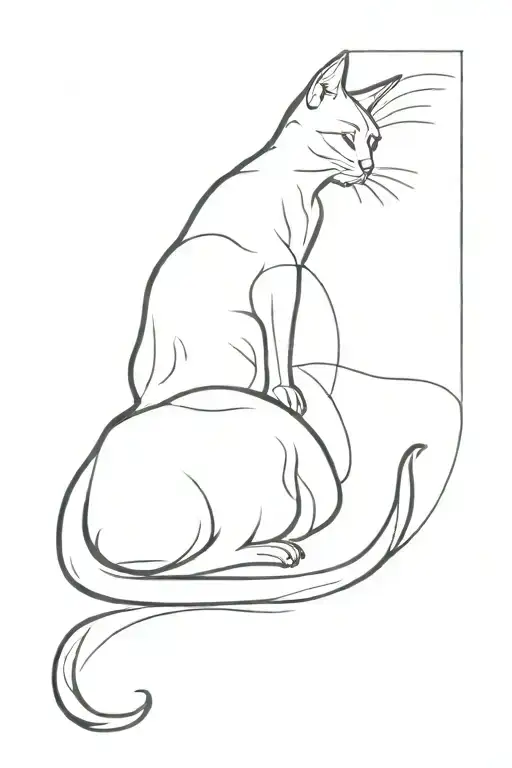 Cat Silhouette And Its Shadow