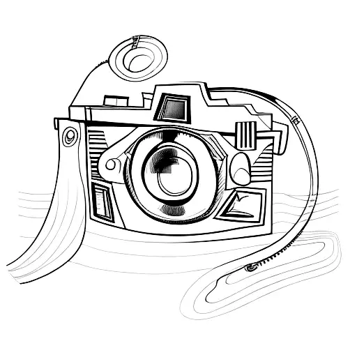 A Vintage Camera Surrounded By Abstract Musical Waves