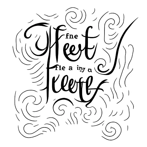 Draw Flames Around The Word Fee In A Cursive Font