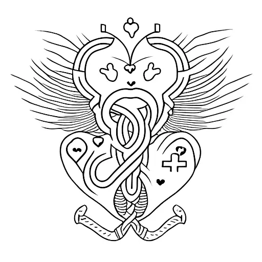 A Minimalist Tattoo Of A Veterinary Caduceus Symbol With A Heart And A Paw