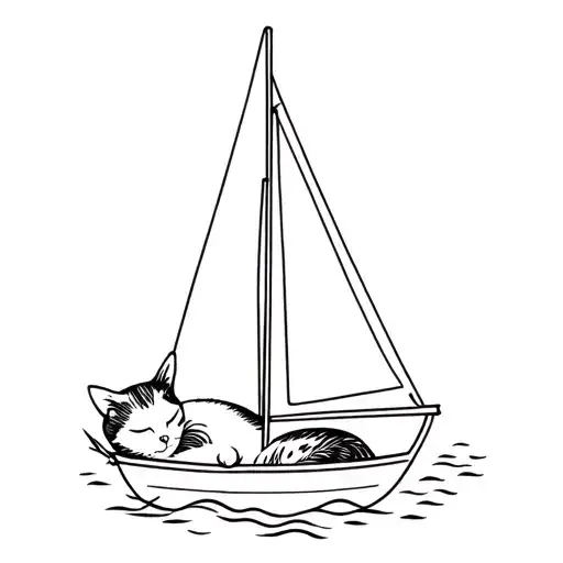 Sailboat And Cat Sleeping