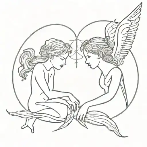 Twin Angels Faced Eachother Apollo And Artemis Fineline Godess