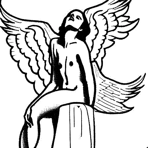 Dying Angel With Wings Flared Out