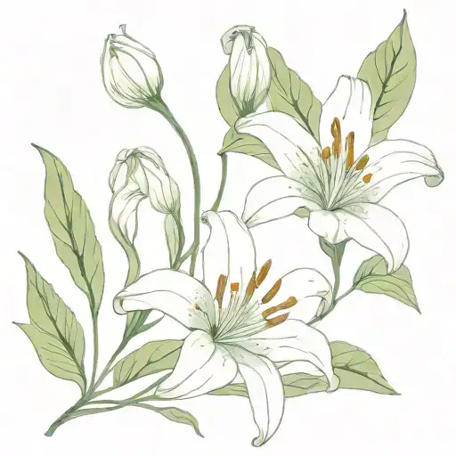 White Lily With Tilia Cordata Around It