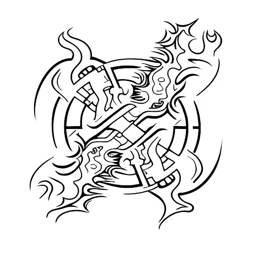 Draw Flames With Enough Space In The Middle For A 3 Letter Word