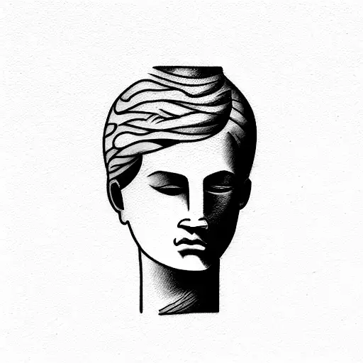 Head Of David Michelangelo In One Single Line
