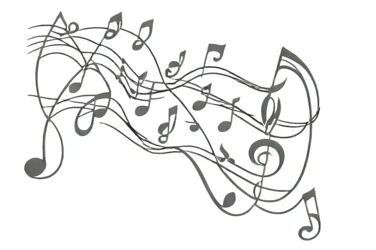 Music Notes On Waves Flowing