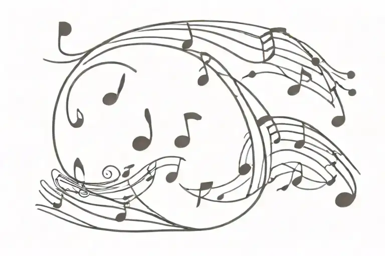 Music Notes On Waves Crashing