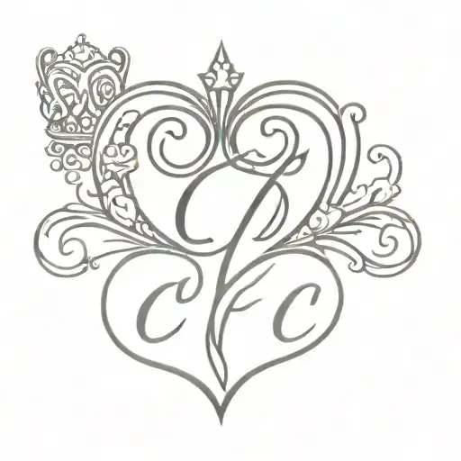 Initial C Cursive With Crown On Top Small Tattoo Design