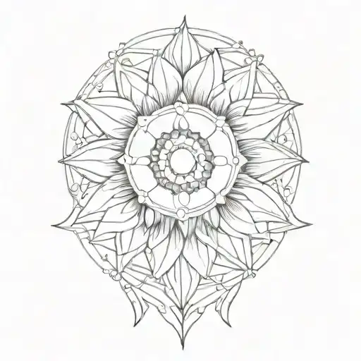 Ornamental Mandala Geometric Sunflower