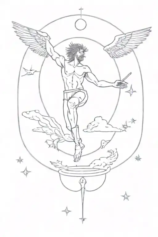 Tarot Card Replacing The Fool With Icarus Falling From Sky