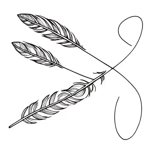 Minimalist Geometric Feather And Shapes