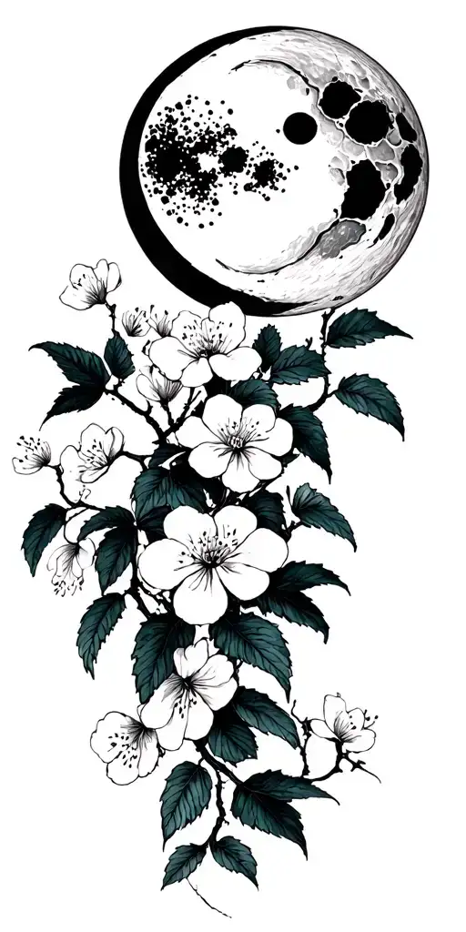 Cerisier Japonais Avec Lune