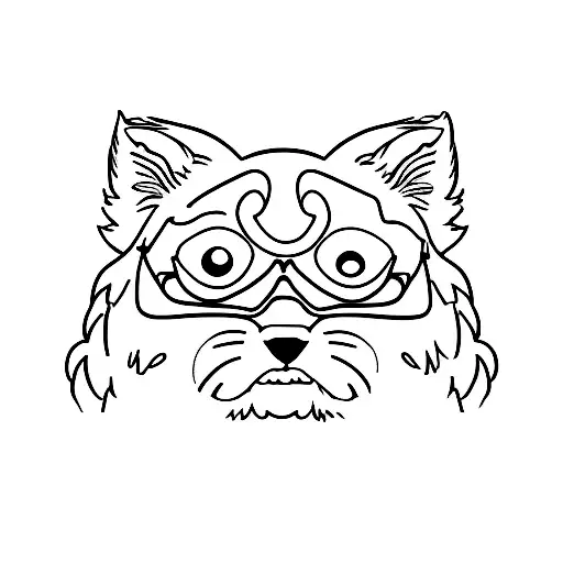 A Minimalist Tattoo Of A Dog And A Cat Watching Anime Together