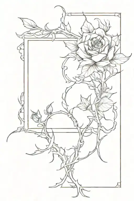 Picture Frame Made From Flowers And Thorny Vines