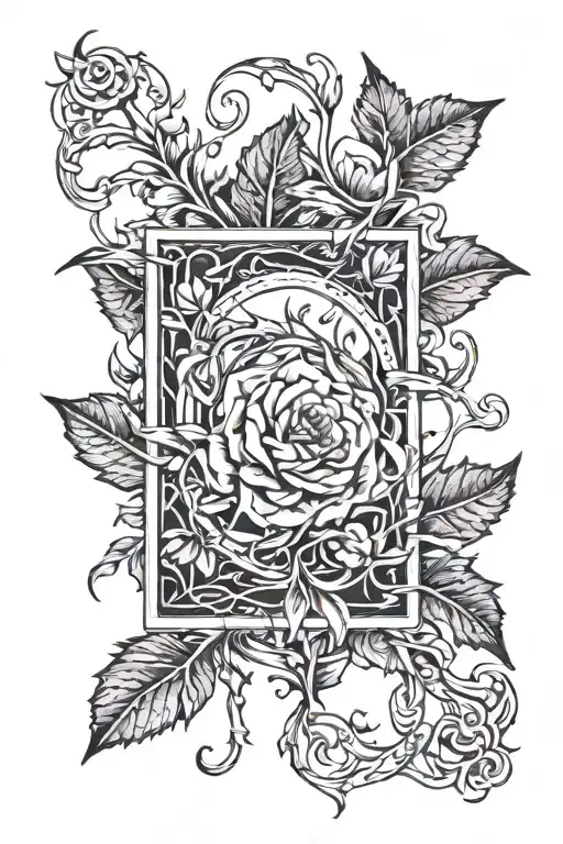 Picture Frame Made From Flowers And Thorny Vines