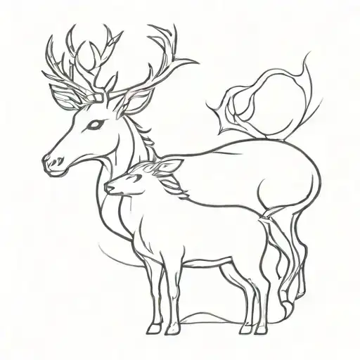 Unicorn And Deer Symbolic Asymmetric