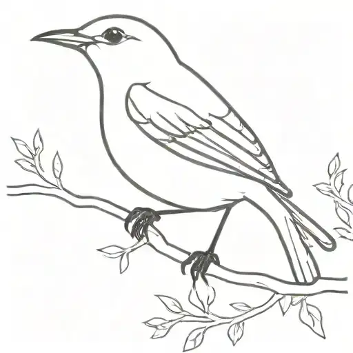 Robin Bird Outline Minimalist