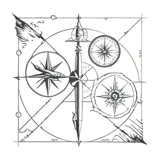 Compass With More Pronounced East And West And Small Plane With Symmetrical Contrail