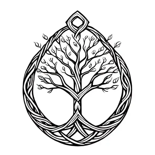 Dara Knot With Tree Of Life Knot Intertwined