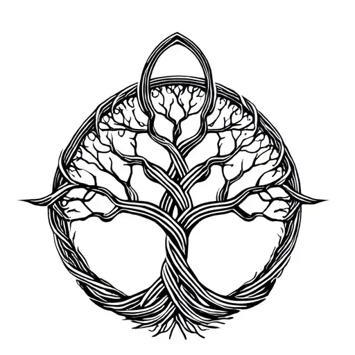 Dara Knot With Tree Of Life Knot Intertwined