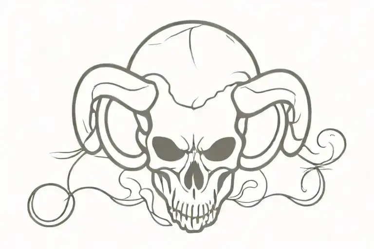 Aries Skull Mix With Devil Half Angel