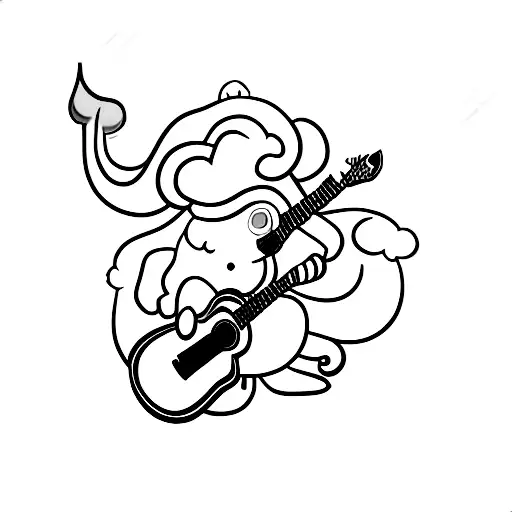 A Silhouette Of A Sheep With Rainbow-colored Wool Playing A Guitar