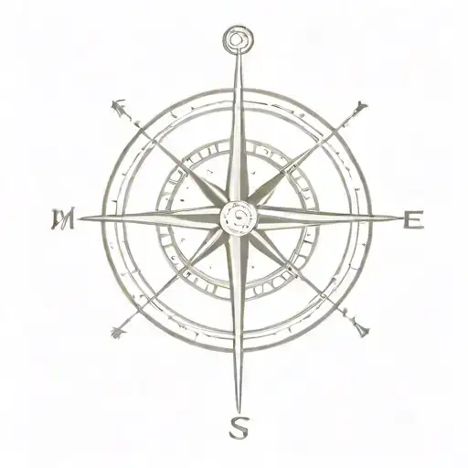 Minimalist Outline Of A Compass Pointing Towards A Gym