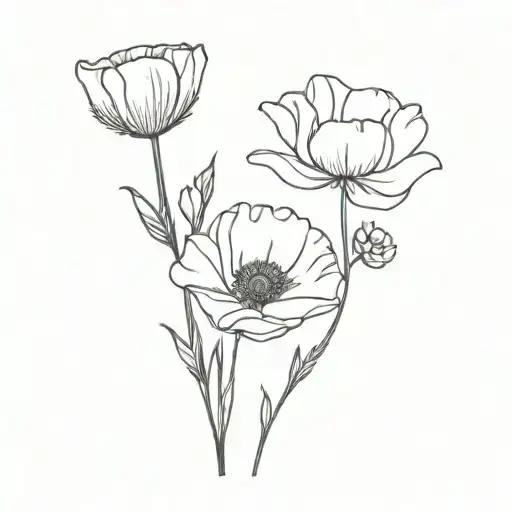 Poppy And Daisy Flower