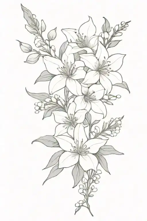 Larkspur And Water Lilys And Baby's Breath Flower Bouquet