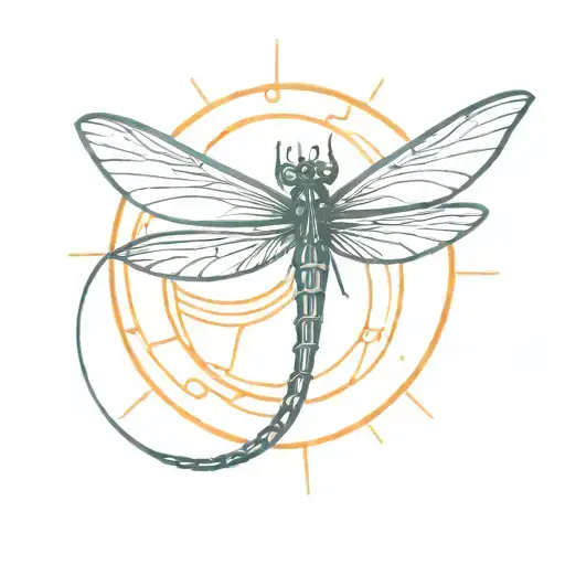 Dragonfly Flying With A Sun Rays