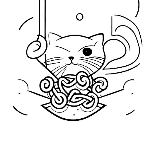 A Minimalist Tattoo Of A Cat Lifting Weights