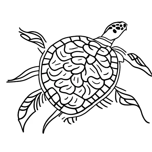 A Turtle Surrounded By Hibiscus Flowers