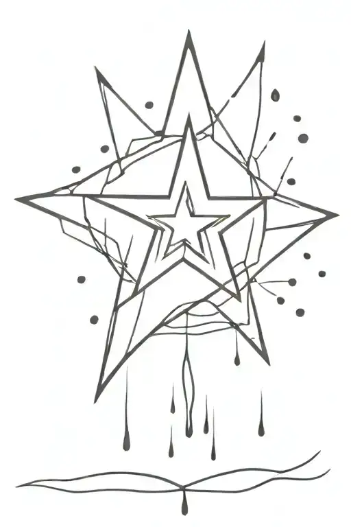 Water Streaks And Drops Surrounding A 4 Point Star
