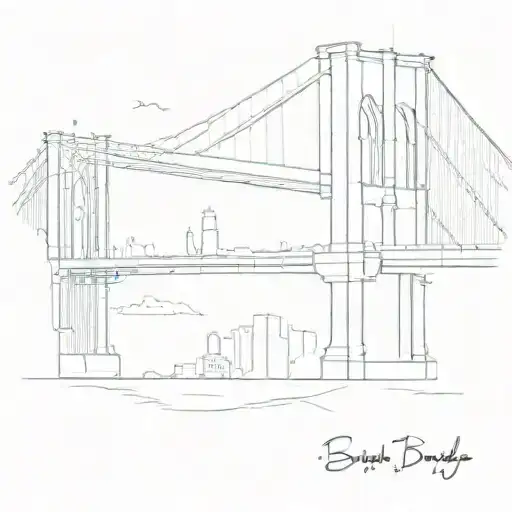 Brooklyn Bridge Minimal Silhouette Line Work