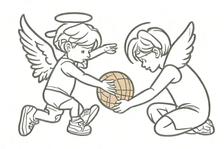 Angel Giving A Kid A Basketball