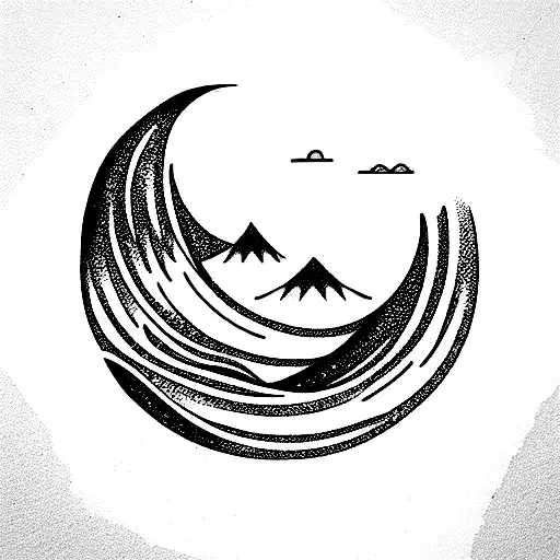 Ocean Wave And Montain