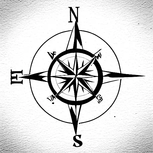 Coordinate Above The Straight Line And A Compass To The Left