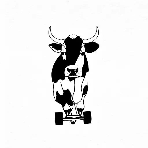 Cow On Skateboard