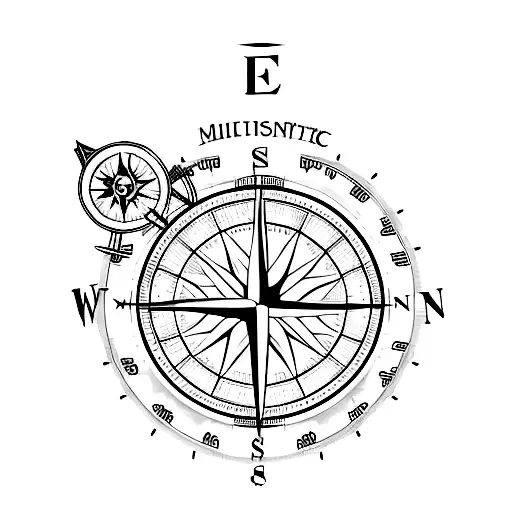 Minimalist Compass With Ancient Symbols Incorporated
