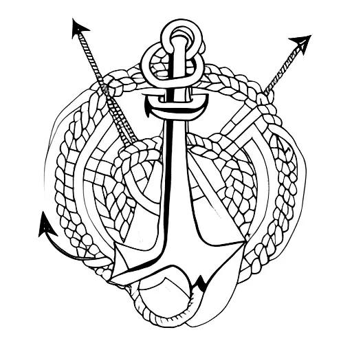 A Minimalist Anchor With Ancient Symbols As The Rope