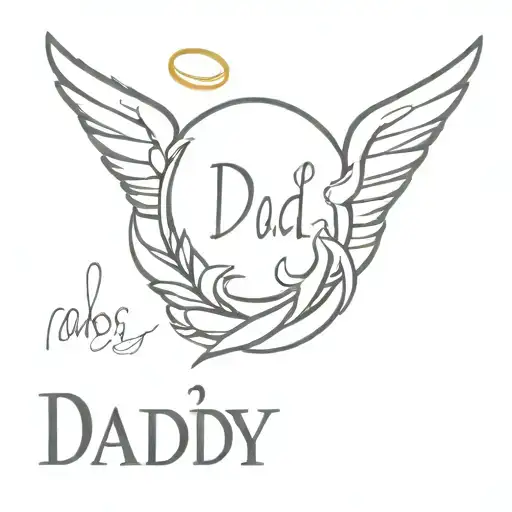 Angel Wings And Halo With Word 'Daddy' Written Underneath