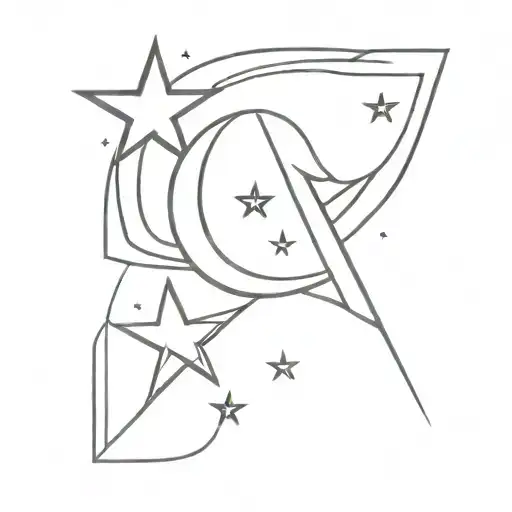 Moon And 2 Stars With Letters A Minimalist
