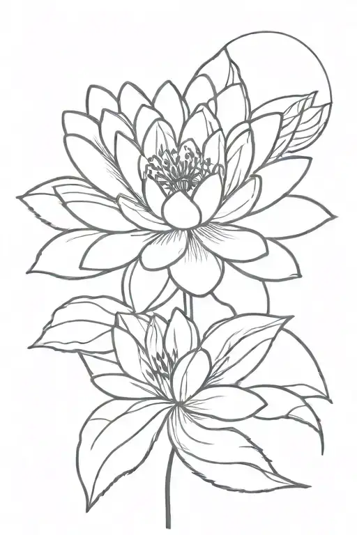 Water Lily Rose Violet Flower Intertwined