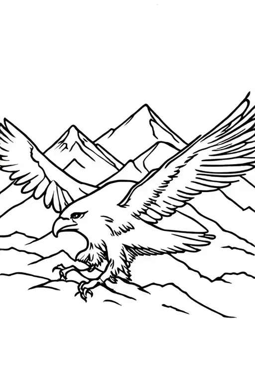 Eagle With Mountains