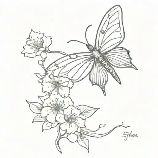 Moth With Sakura Flowers