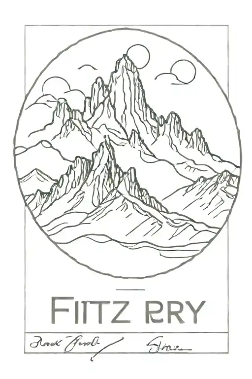 Fitz Roy Mountain Stamp With A Lake